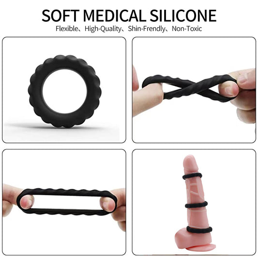 Silicone Cock Ring Penis Rings Ring Male Adult Sex Toys for Men Sex Toy for Men for Games Erection Longer Harder Stronger Sex Machine for Couples Pleasure