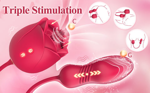 Upgurde Rose Toy- 18 Flapping Vibrator with Thrusting Dildo