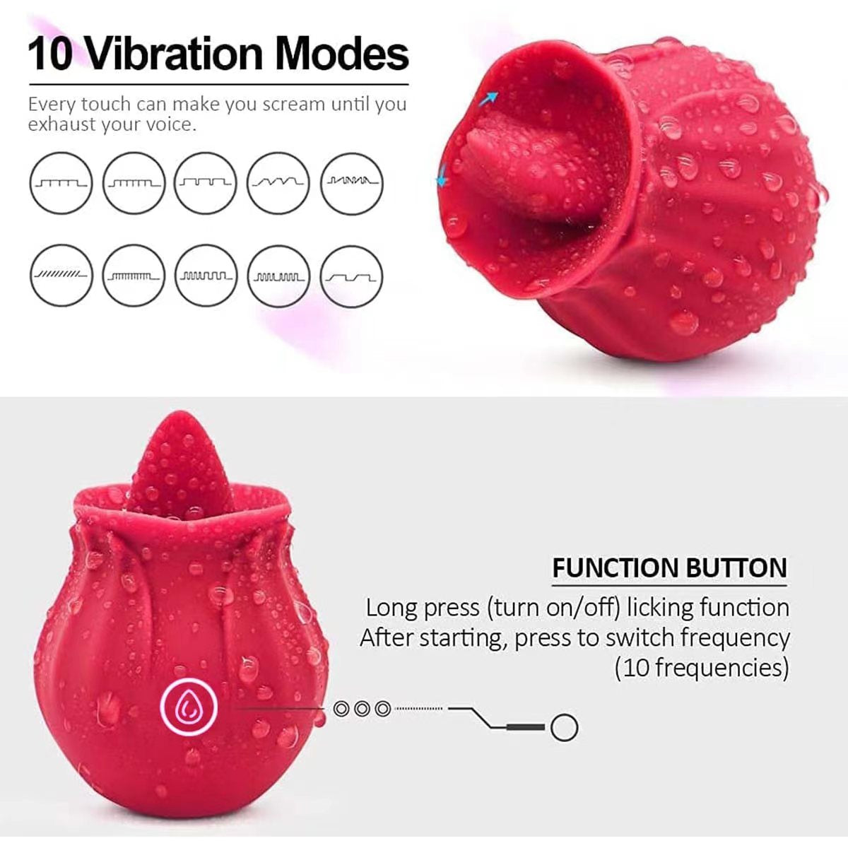 Rose Toys for Woman Pleasure Toy, Washable Waterproof 10 Modes